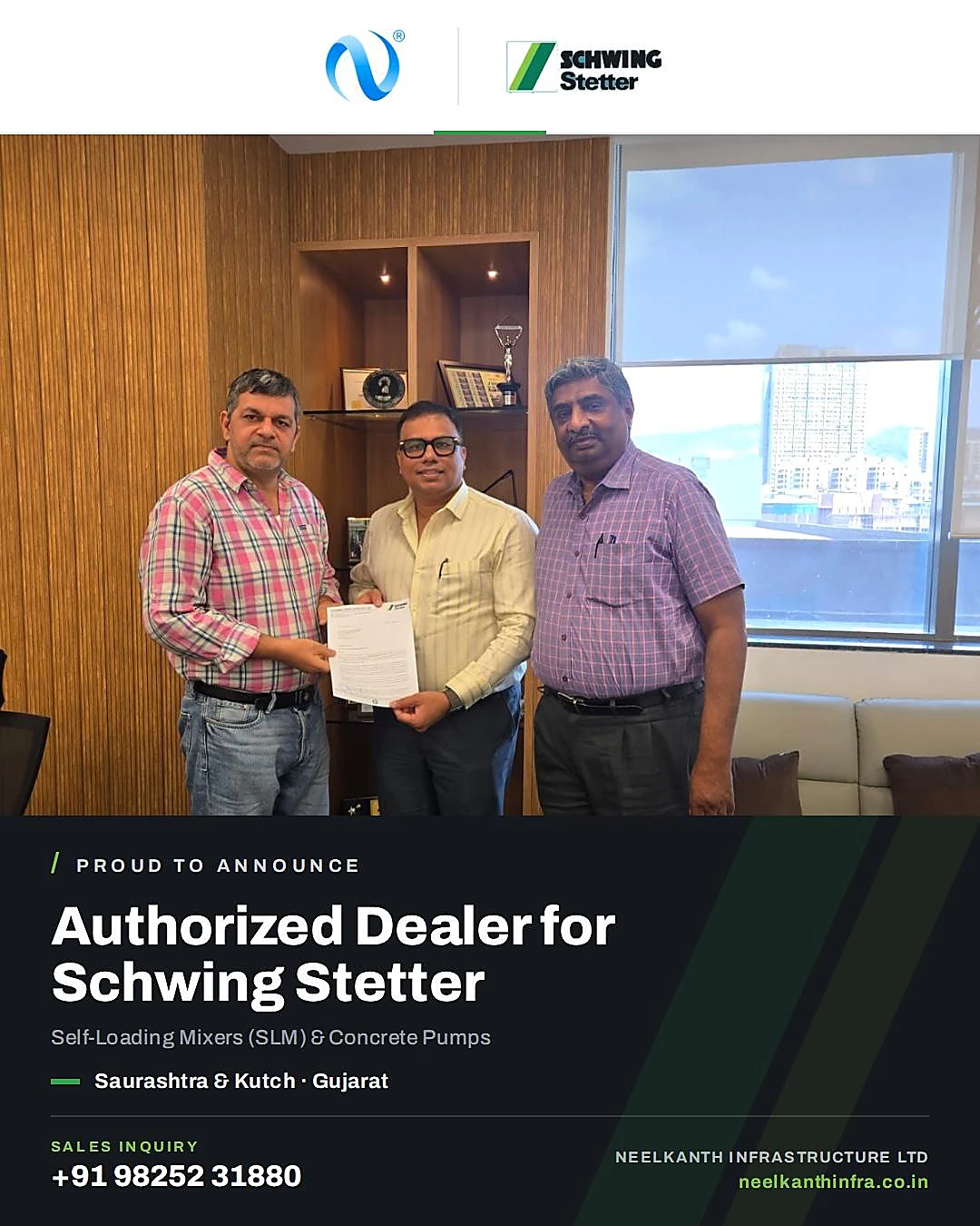 Authorised SCHWING Stetter dealership announcement for Neelkanth Infrastructure Ltd